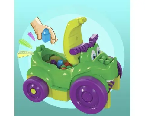 Mega Bloks paspiriama mašinėlė su kaladėlėmis „Ride On Chomp Croc”, GFG22
