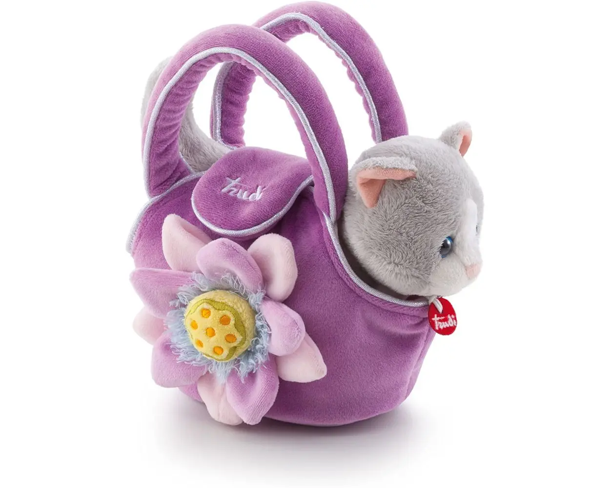Pliušinis kačiukas violetiniame krepšelyje, Trudi