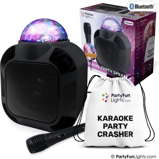 Bluetooth karaoke kolonėlė su mikrofonu, šviesos efektais ir krepšiu, juodas „Karaoke Party Speaker” 