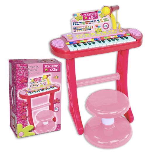 Pianinas su kėdute vaikams, rožinis, Bontempi 1