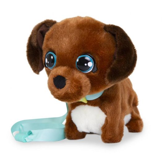 Žaislinis šuniukas su pavadėliu, rudas Mini Walkiez 