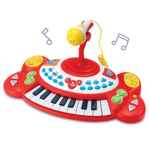 Vaikiškas elektroninis pianinas su mikrofonu, WinFun 
