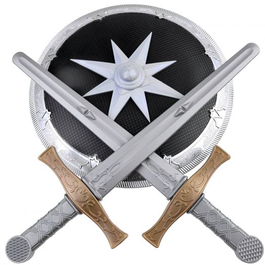 Žaisliniai riterio kardai su skydu 