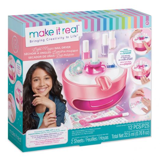 Manikiūro rinkinys mergaitėms su džiovintuvu „Light Magic Nail Dryer”, Make it Real 