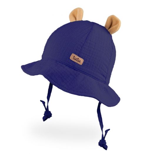 Ekologiškos medvilnės kepurė - panama su raišteliais, rožinė