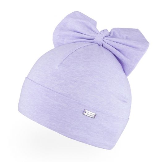 Kepurė mergaitėms su kaspinu, violetinė