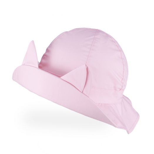 Kepurė - skrybėlaitė mergaitei su ausytėmis, šviesiai rožinė
