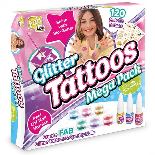 Tatuiruočių ir nagų lakavimo rinkinys mergaitėms „Mega Pack”, FabLab 