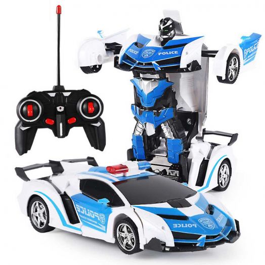 Valdomas robotas - transformeris, policijos mašina 