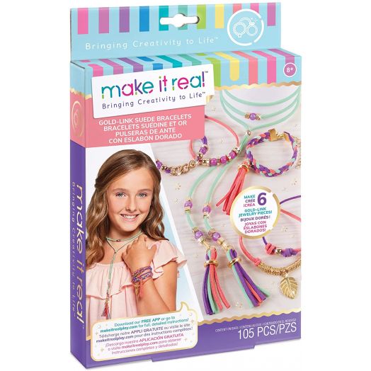 Apyrankių ir pakabukų gaminimo rinkinys mergaitėms „Gold link Bracelets”, Make it Real 