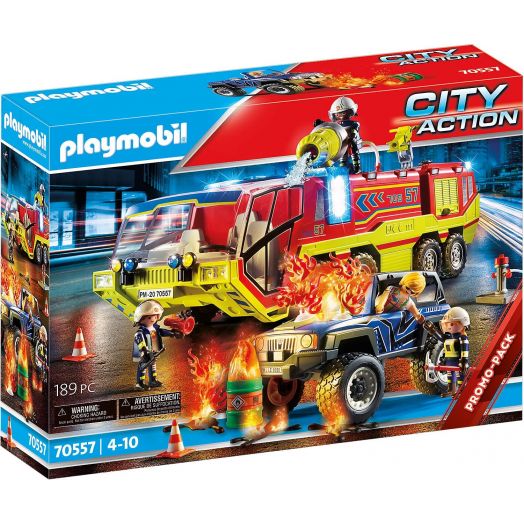 Playmobil „Gaisrinės mašina su degančiu džipu” 70557 