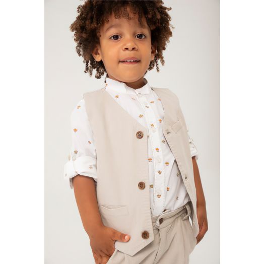 Poplino audinio marškiniai berniukui, balti, Boboli 