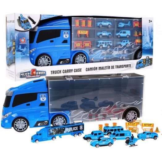 Žaislinis policijos sunkvežimis su modeliukais 