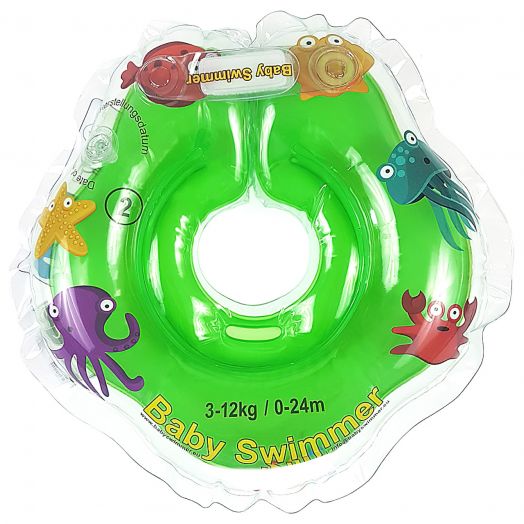 Plaukimo ratas kūdikiams ant kaklo „Baby Swimmer”, 3-12 kg, žalias 