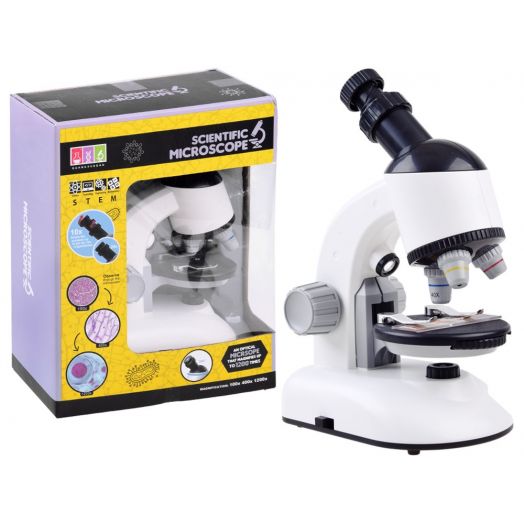 Vaikiškas mikroskopas su LED lempute 100X, 400X, 1200X 