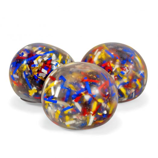 Antistresinis šviečiantis kamuoliukas-šlykštukas su konfeti, 6 cm 