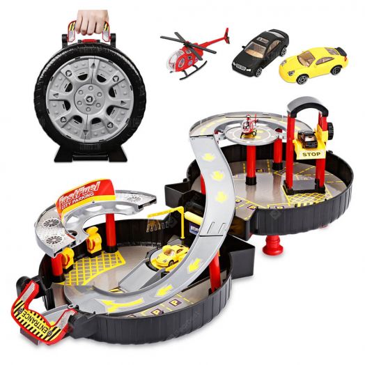 Žaislinis mašinų garažas lagamine „Race Wheel“ 
