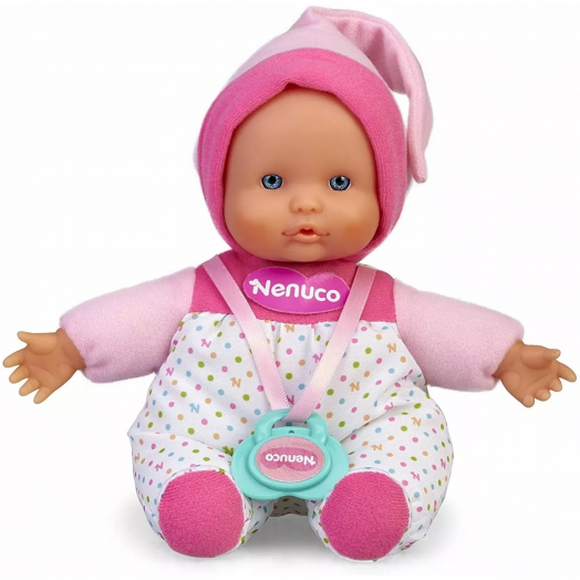 Lėlė kūdikis su kepuryte ir čiulptuku, rožinė-balta, Nenuco 