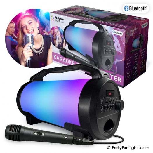 Bluetooth karaoke garsiakalbis su mikrofonu, šviesos efektais ir rankena „Party Booster” 