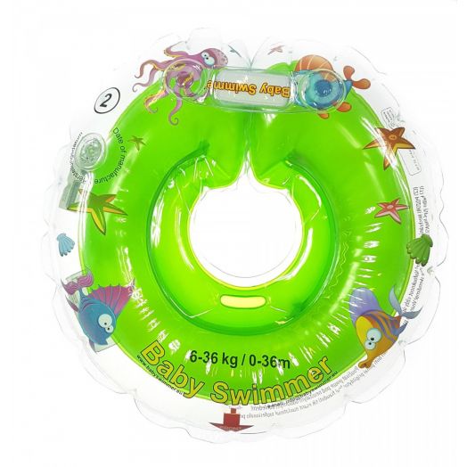 Plaukimo ratas kūdikiams ant kaklo „Baby Swimmer”, 6-36 kg, žalias 