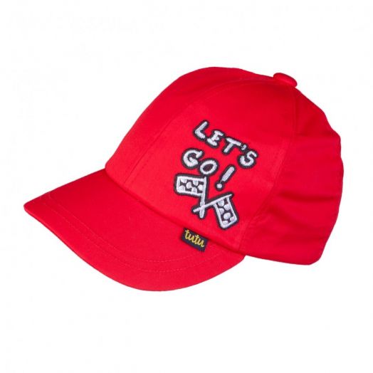 Kepurė berniukui su snapeliu, raudona „Let's Go” 
