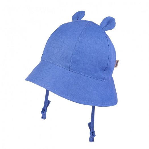 Kepurė - panama iš natūralaus lino su sidabro jonais, mėlyna 