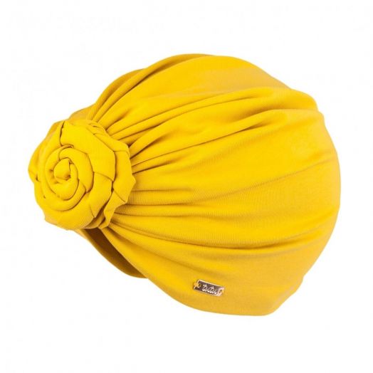 Kepurė-skarelė mergaitėms „Rožytė”, geltona 