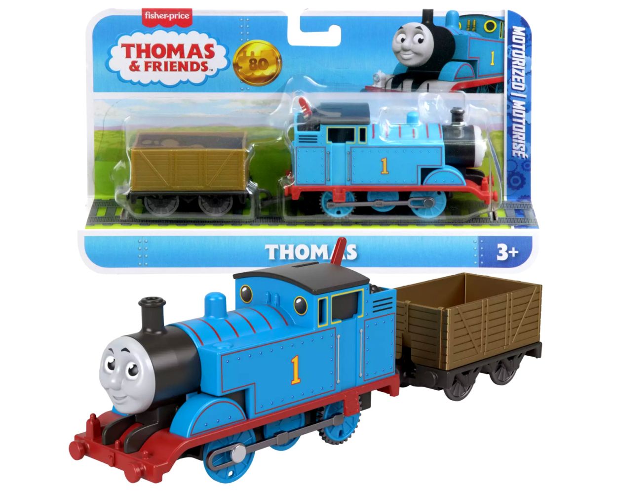 Thomas 。 Thomas & Friends motorizuotas traukinukas Tomas su vagonu, JGF93