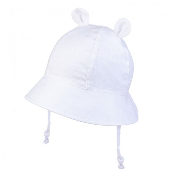 Ekologiškos medvilnės kepurė - panama su raišteliais, rožinė