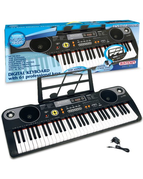 Elektroninis pianinas vaikams su USB jungtimi, 61 klavišų, 86 cm, Bontempi