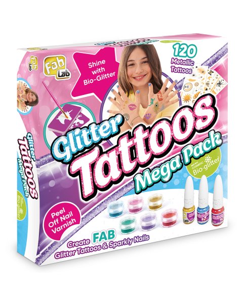 Tatuiruočių ir nagų lakavimo rinkinys mergaitėms &bdquo;Mega Pack&rdquo;, FabLab 