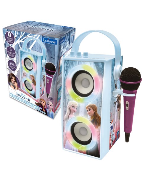 Belaidė Bluetooth kolonėlė vaikams su mikrofonu, šviesos efektais ir karaoke funkcija „Frozen”