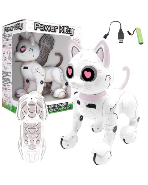 Interaktyvus programuojamas robotas kačiukas, valdomas pulteliu ir judesiais, su garso ir šviesos efektais „Power Kitty”