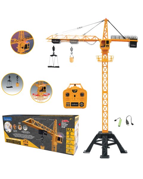 Didelis pulteliu valdomas žaislinis kranas su garso ir šviesos efektais „Pro Tower Crane”