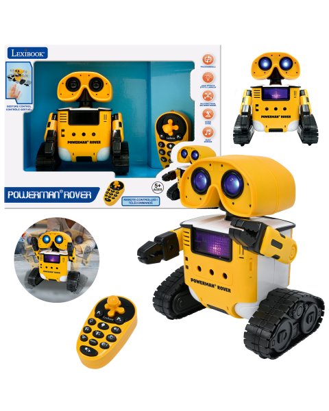 Interaktyvus valdomas robotas vaikams su balso keitimo funkcija, gestų valdymu, šviesos efektais ir muzika „Powerman Rover”