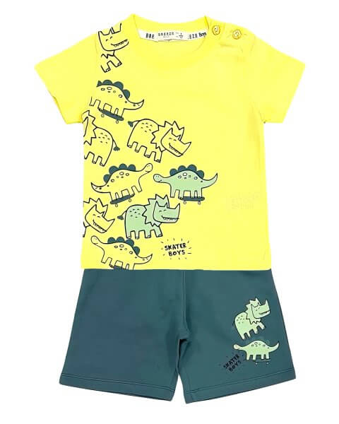 Komplektas berniukui su marškinėliais ir šortais „Sportiški dinozaurai”, Breeze