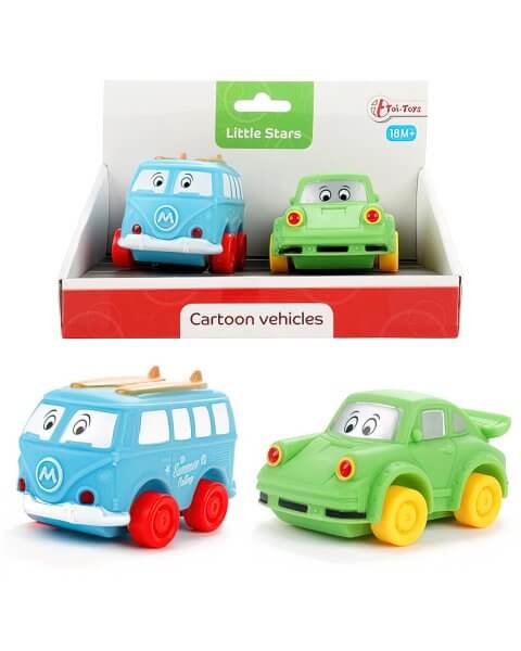 Minkštos žaislinės mašinėlės mažyliams, 2 vnt. 