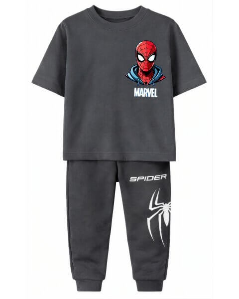 Komplektas berniukui su mar&scaron;kinėliais ir kelnėmis &bdquo;Spider-Man: Marvel&rdquo;, pilkas 
