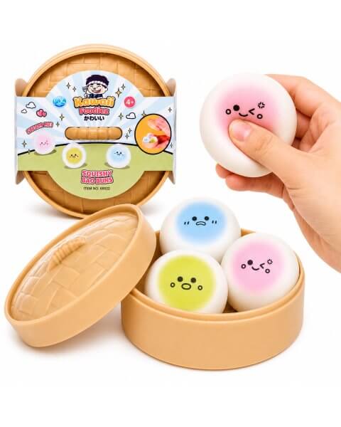 Antistresinis žaislas 3 mini koldūnai &bdquo;Kawaii Dumplings&rdquo;, 4,5 cm 