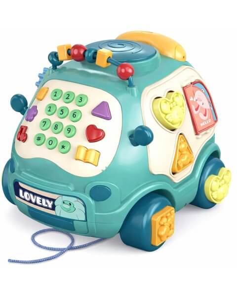 Traukiamas interaktyvus telefonas-mašinėlė kūdikiui su garsais