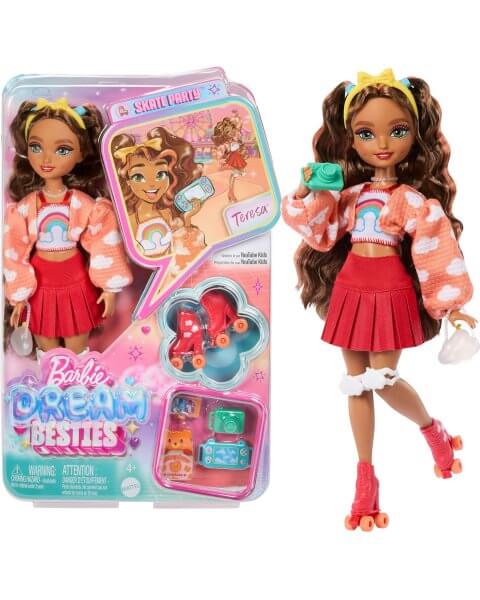 Barbie Dream Besties lėlė su riedučiais ir aksesuarais, JFX98 