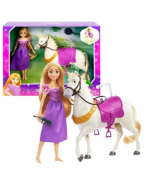 Lėlė Auksaplaukė su žirgu „Rapunzel & Maximus Horse Set”, HLW23 