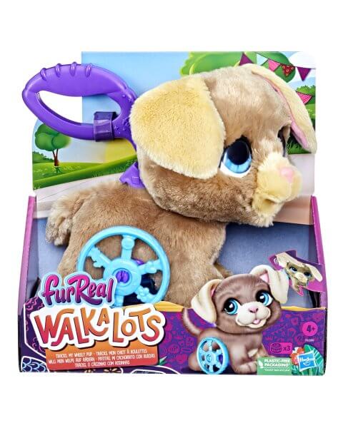 Fur Real šuniukas su pavadėliu Walkalots „Tracks My Wheely Pup”, F6389