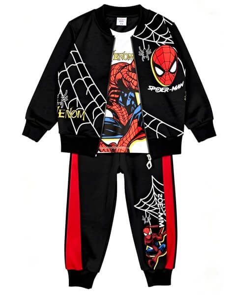 Komplektas berniukui su džemperiu, mar&scaron;kinėliais ir kelnėmis &bdquo;Spider-Man&rdquo;, juodas 