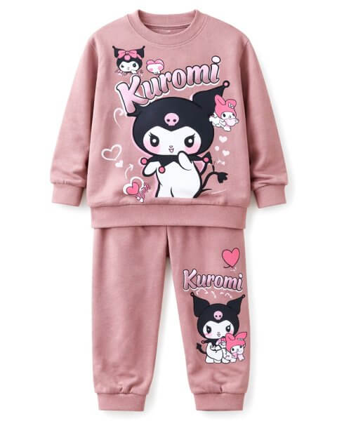 Komplektas mergaitei su džemperiu ir kelnėmis &bdquo;Kuromi&rdquo;, tamsiai rožinis 