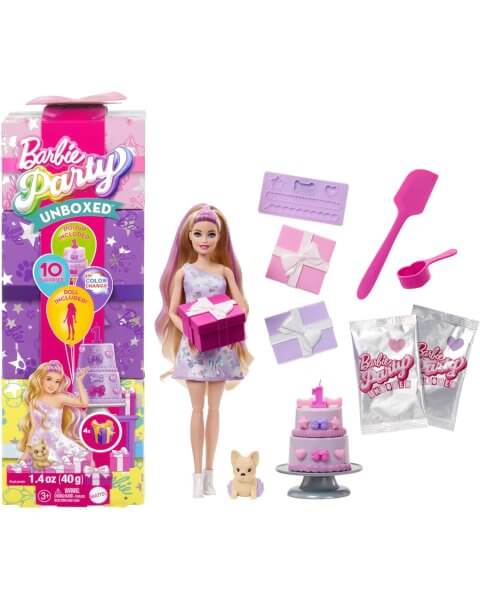 Barbie lėlė su siurprizų rinkiniu &bdquo;Party Unboxed&rdquo;, JFG70 