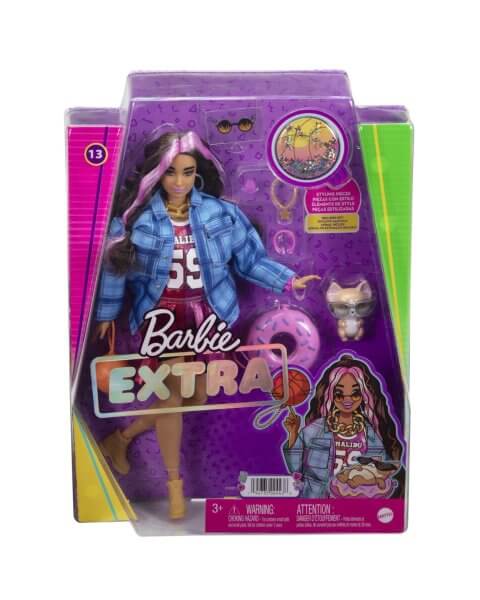 Barbė lėlė su rudais plaukais ir sportine palaidine „Extra”, HDJ46