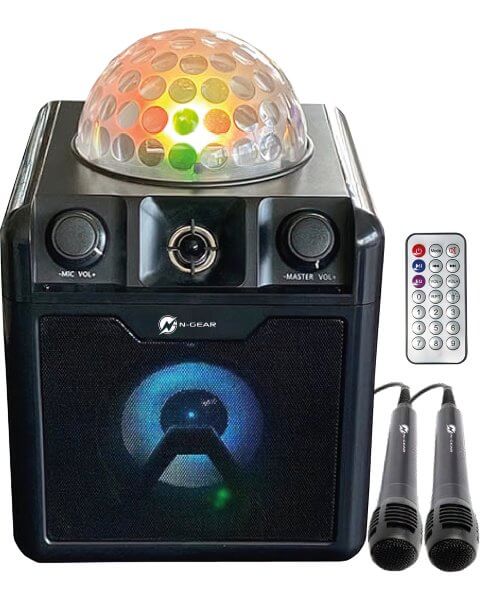 Karaoke Bluetooth kolonėlė su 2 mikrofonais ir disko &scaron;viesomis &bdquo;Party Box 410&rdquo;, juoda 