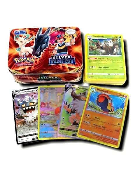 Pokemon kortelių rinkinys metalinėje dėžutėje „Sword & Shield: Silver Tempest”