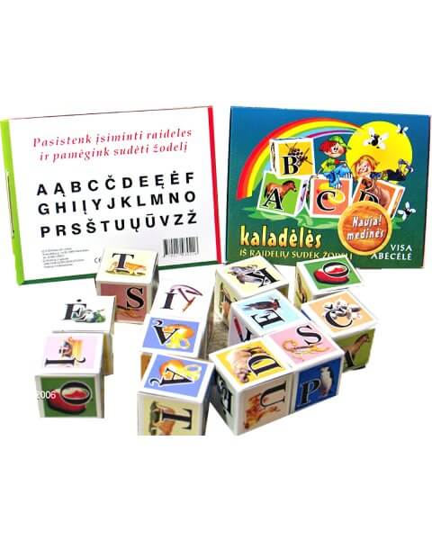 Medinės kaladėlės su lietuvi&scaron;ka abėcėle 